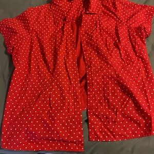Basic Editions red polka dot blouse 2XL